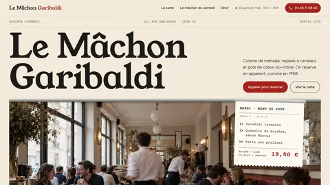 Premier écran du nouveau site de Le Mâchon Garibaldi (exemple fictif)